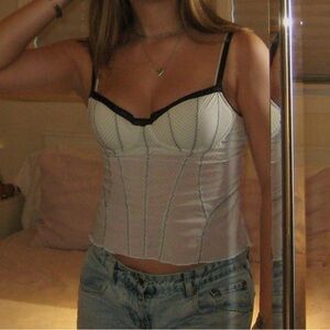 Vintage babydoll black and white striped top